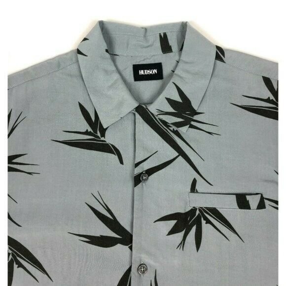 Hudson Mens XL Camp Collar Printed Short Sleeve Button Front Hawaiian Shirt - Picture 5 of 8
